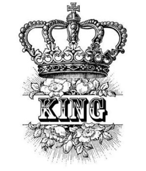 drawing of a crown and word king
